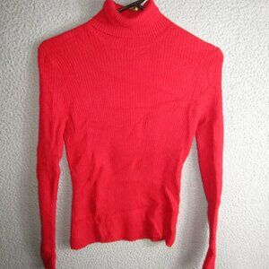 EVELYN GRACE WOMEN'S TURTLENECK SWEATER RED PP PETITE 100% CASHMERE